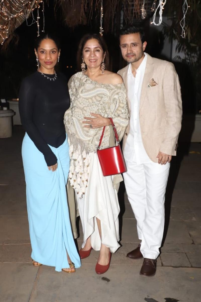 The 'Panchayat 2' star who is known for her commendable acting skills and strong screen presence, Neena Gupta looked happy and beautiful as she posed for the photogs with her daughter and 'Jamai raja'!